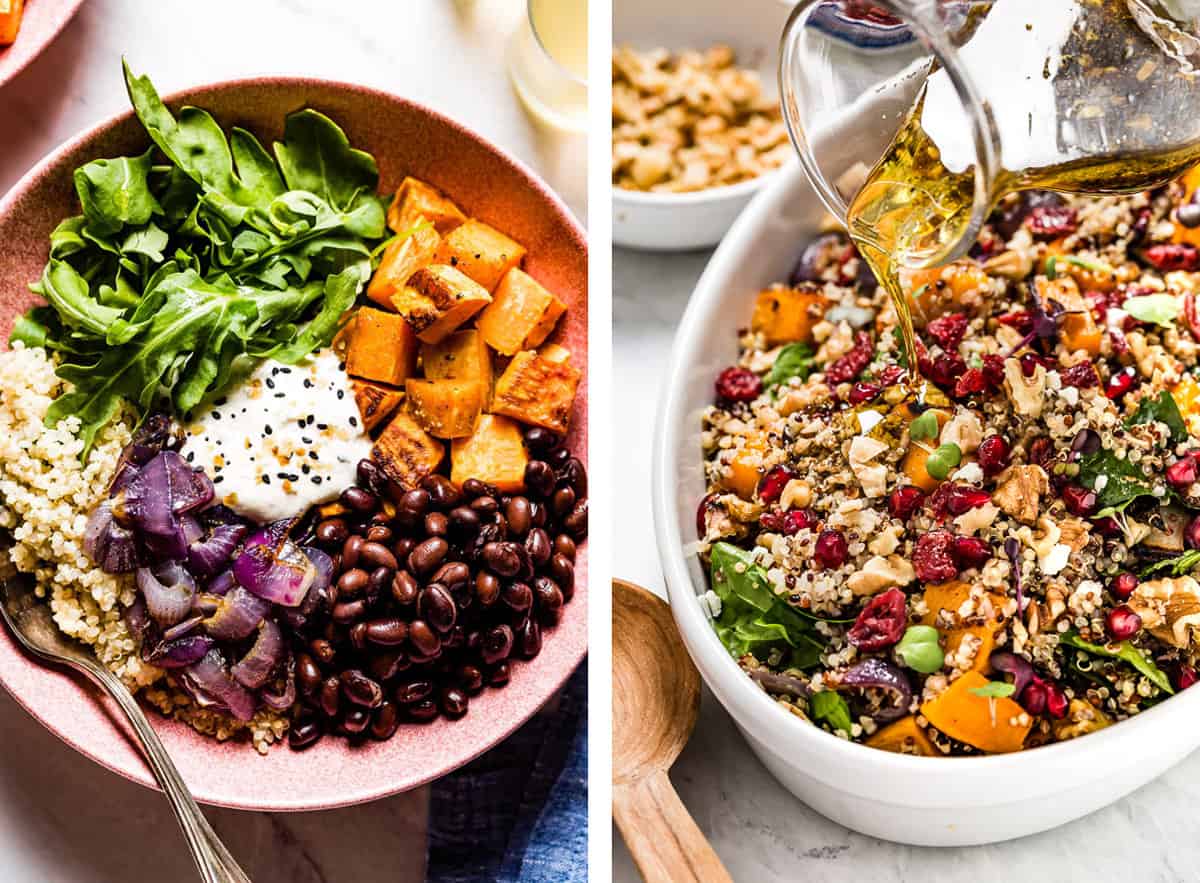 Quinoa bowls - Sweet Potato and Butternut squash recipes side by side