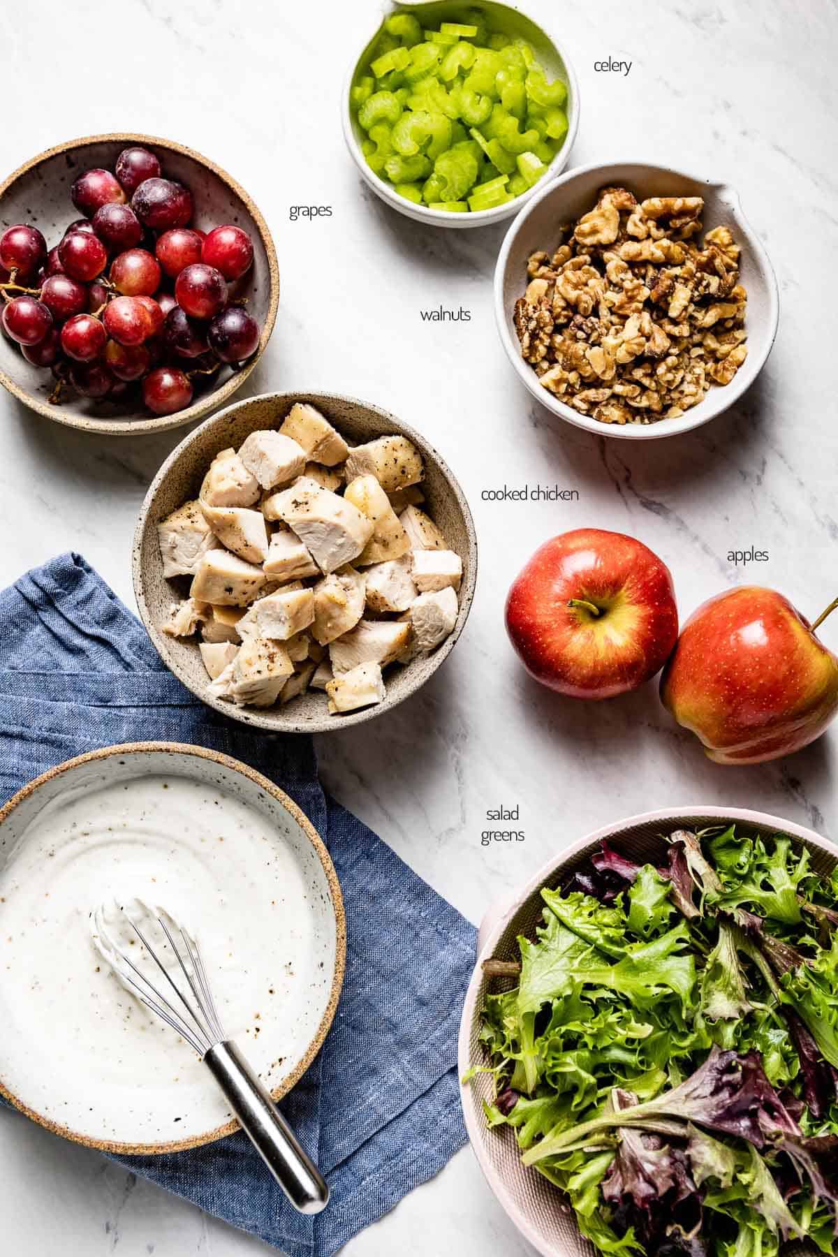 Ingredients for the recipe from the top view