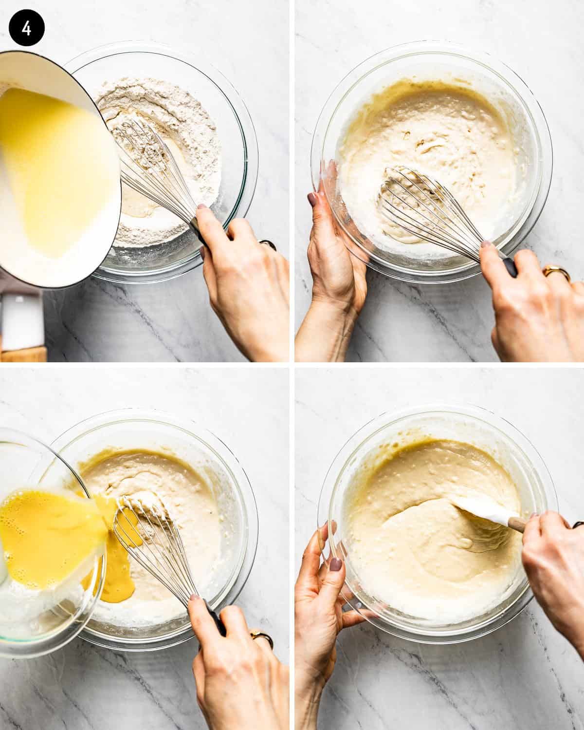 photos showing how to make the waffle batter