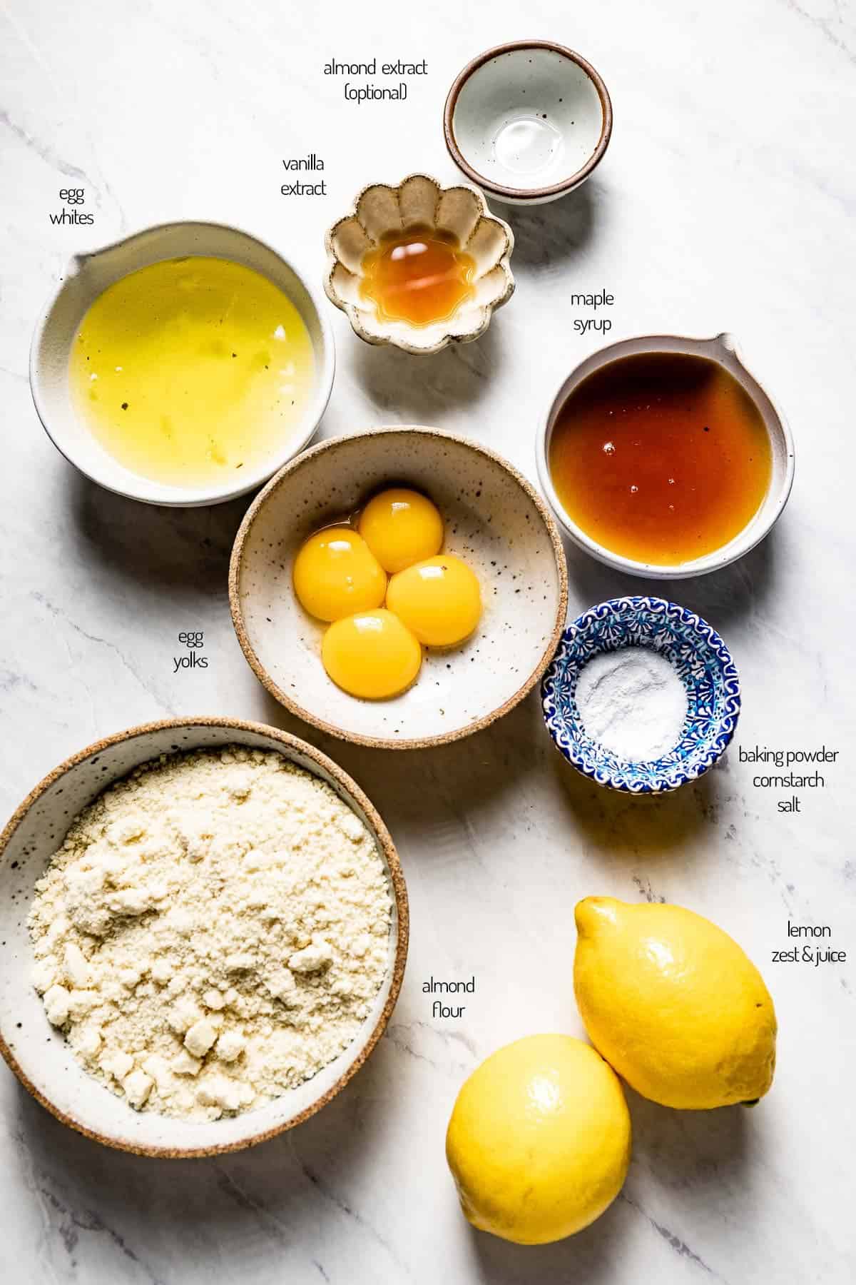 ingredients for flourless cake with lemon