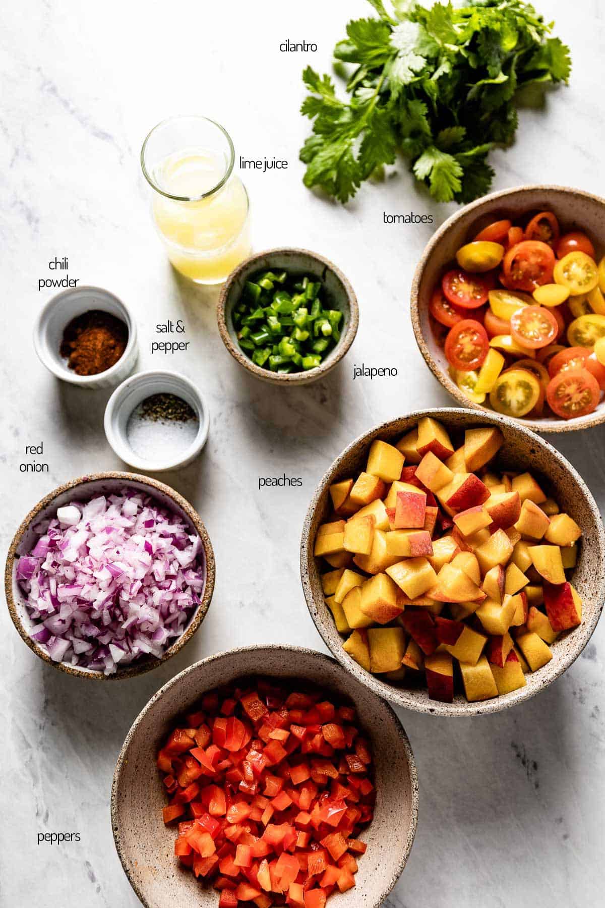 ingredients for the recipe from the top view