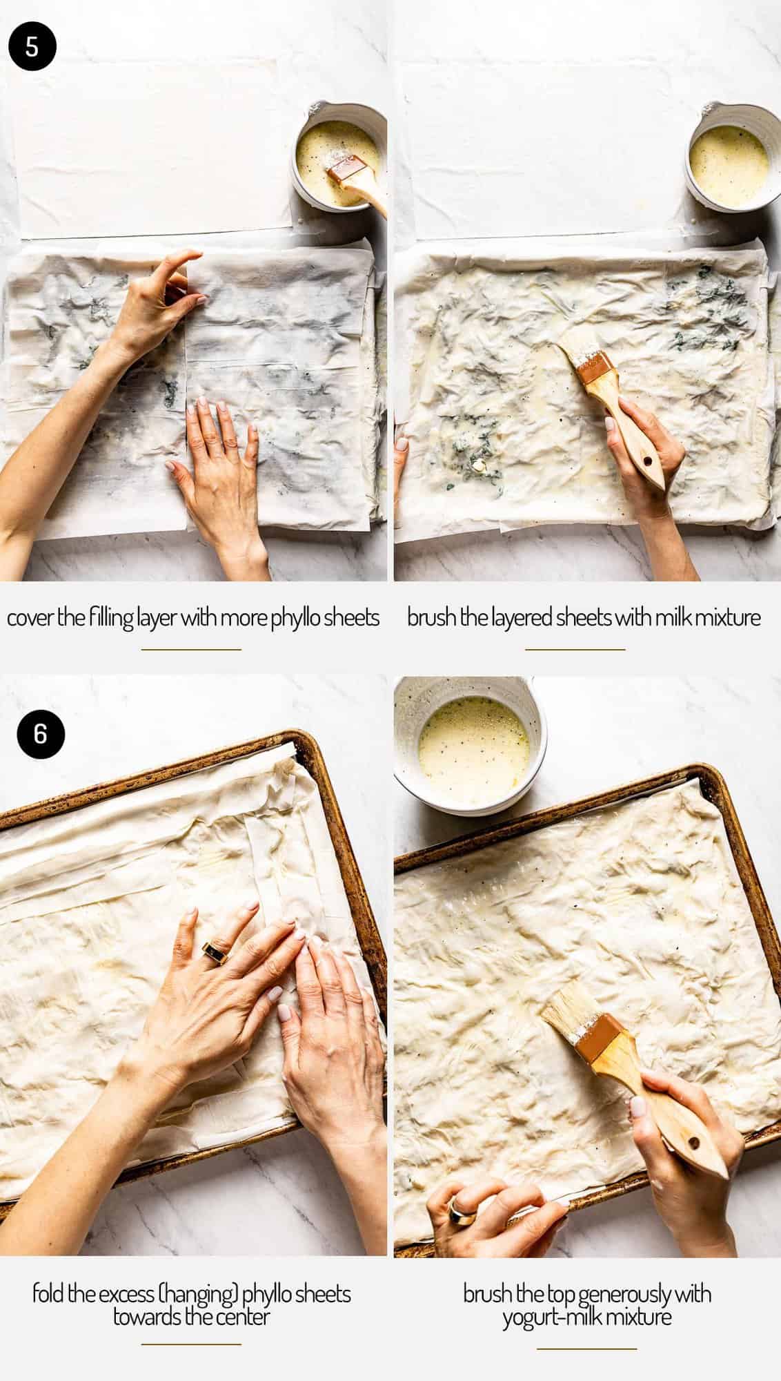a collage of images showing how to assemble cheese borak food