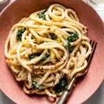 Lemon Ricotta Pasta placed in a bowl