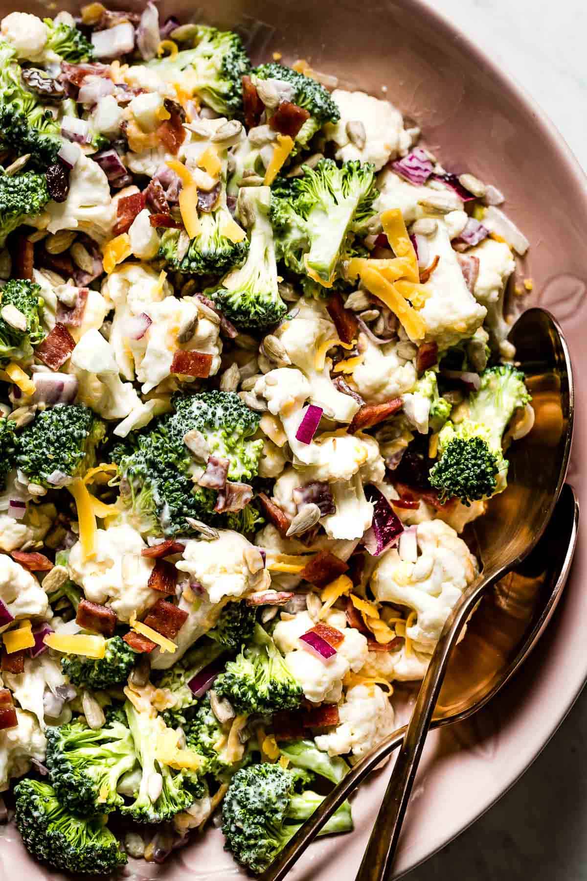 Broccoli salad from the top view