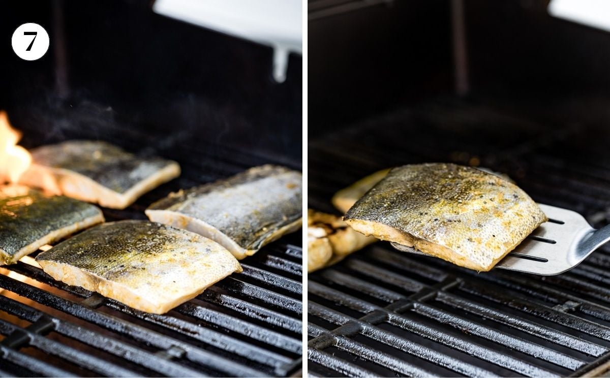 Mahi mahi on the grill.