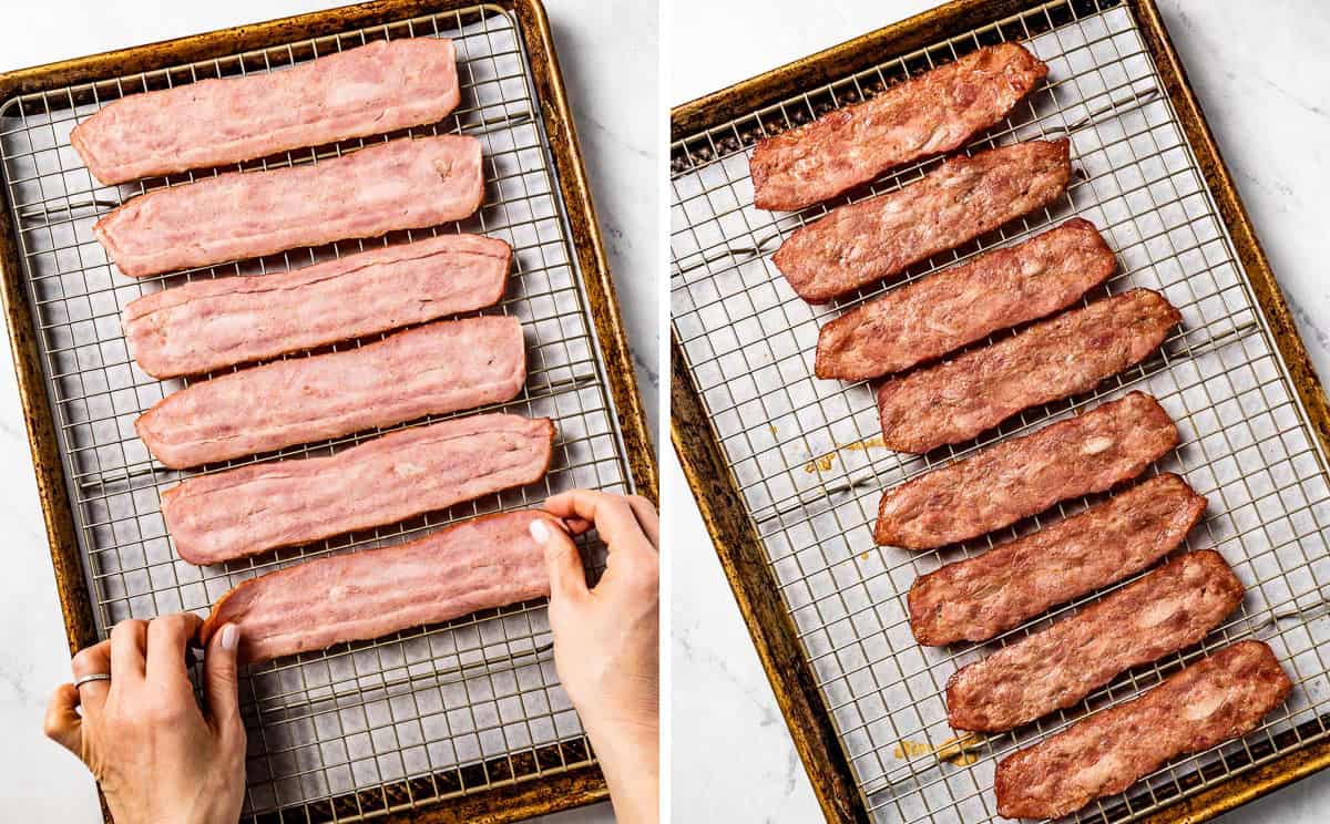 steps for baking turkey bacon on a wire rack