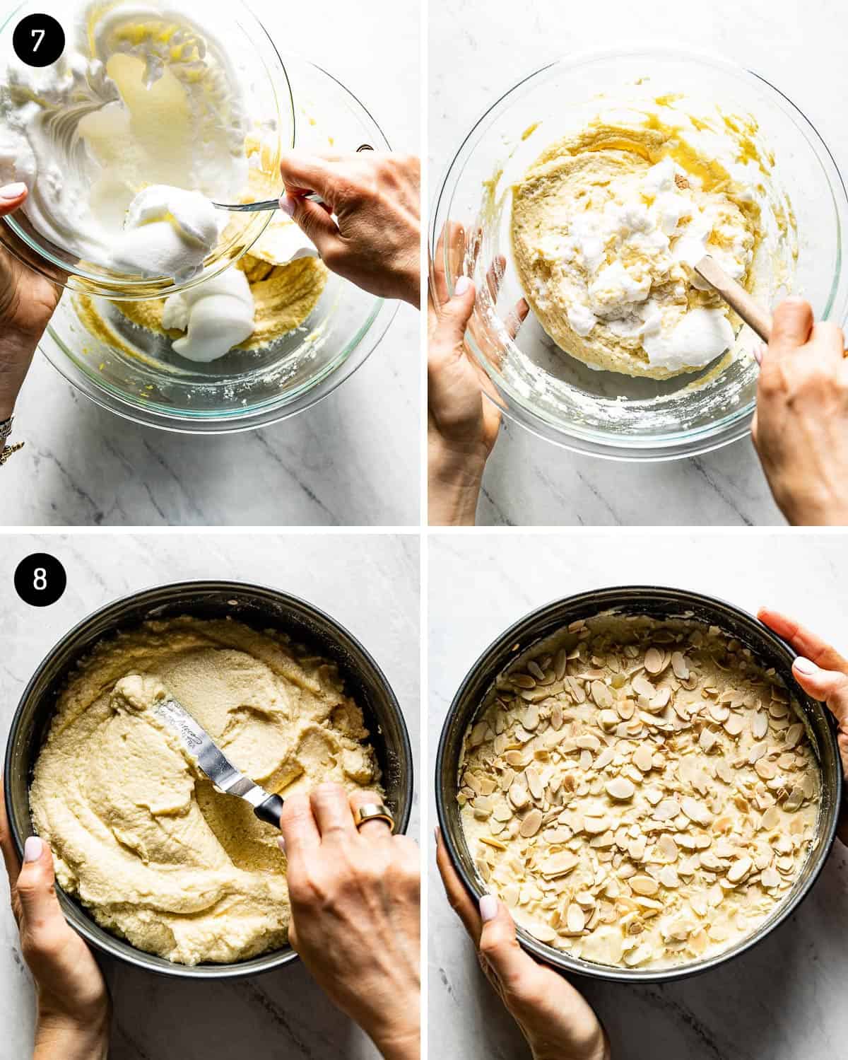 person showing how to make lemon ricotta cake with almond flour