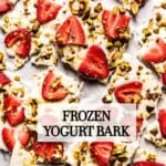 healthy yogurt snacks with strawberries cut into pieces from the top view