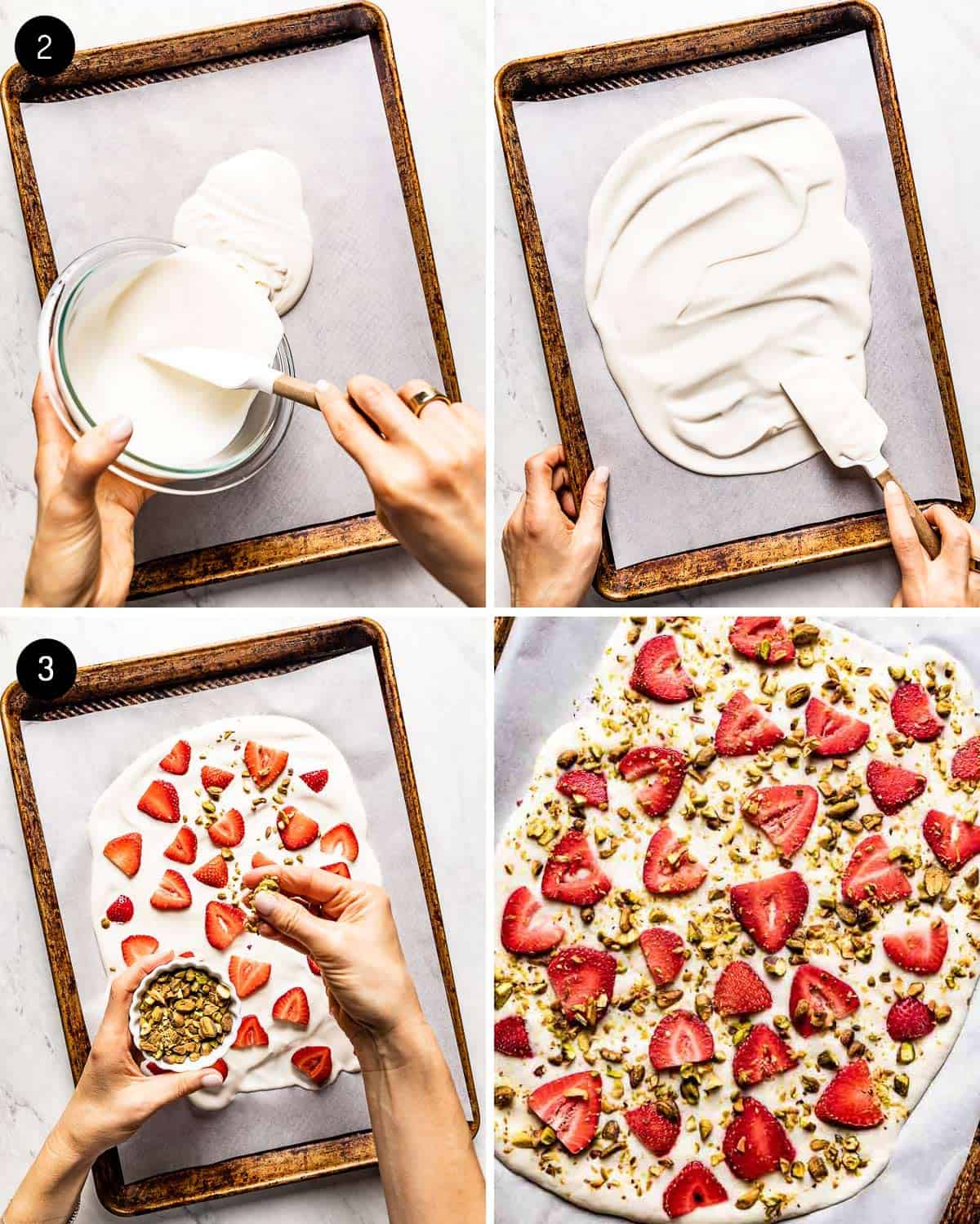 person showing how to make yogurt bars from the top view