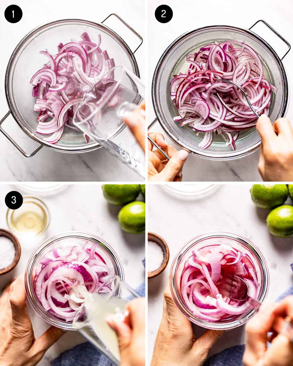 person making Spanish pickled onions