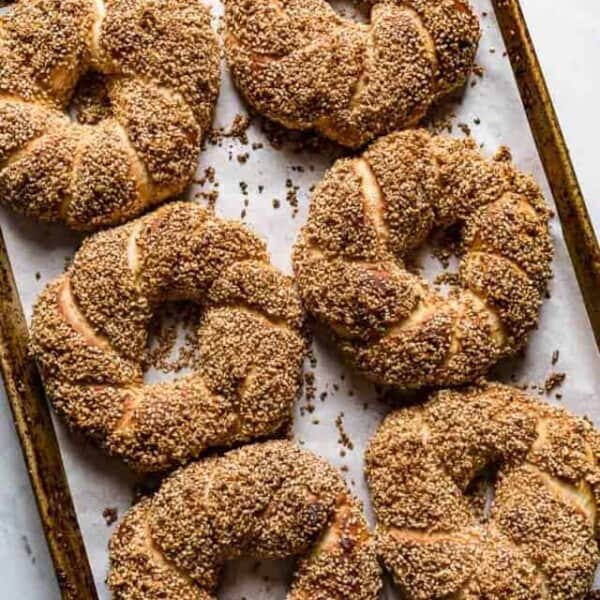 Turkish simit from top view.