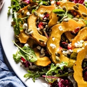 Acorn squash salad in an oval plate.