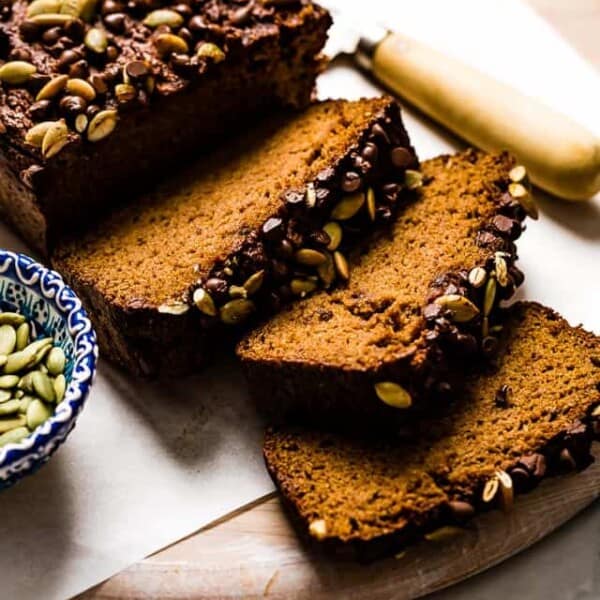 Gluten free pumpkin bread almond flour from the top view.