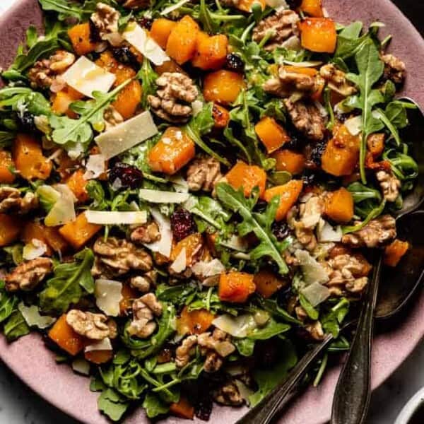 Butternut squash salad from the top view.