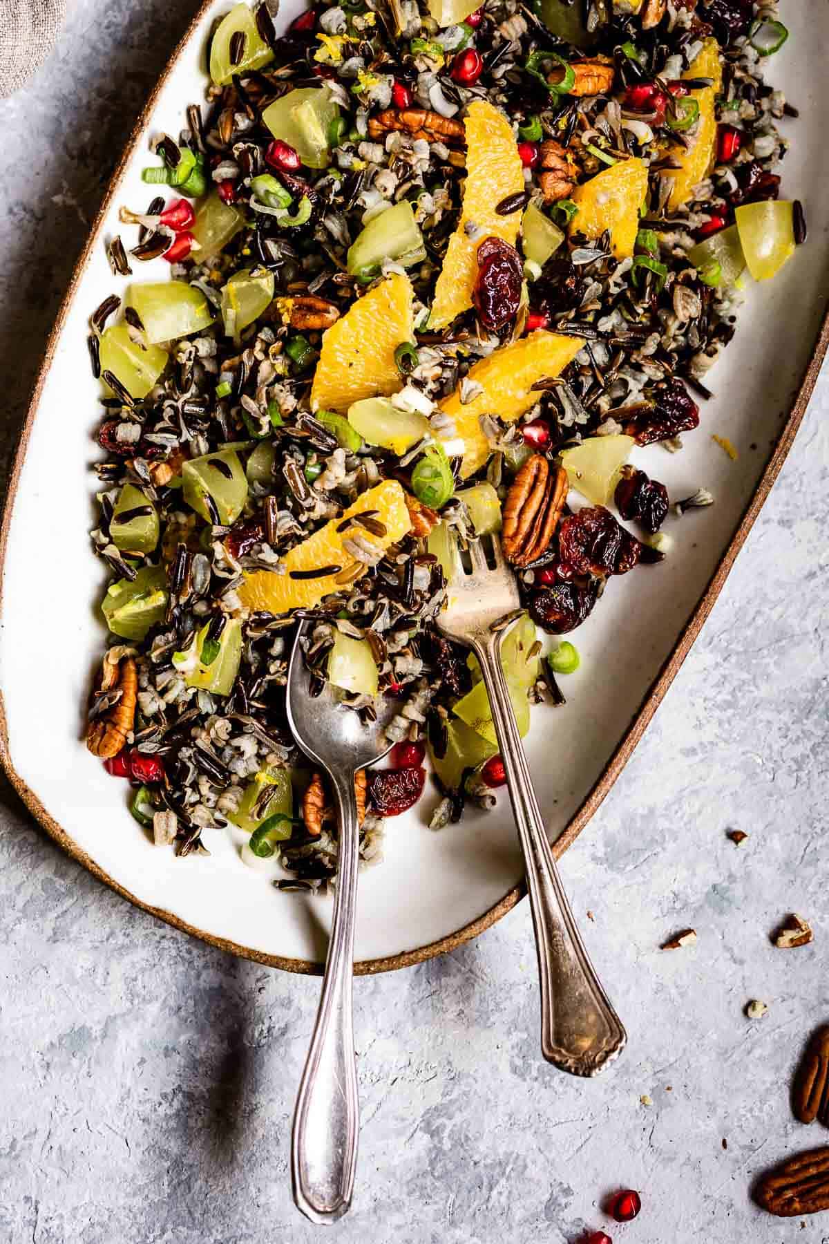 A plate full of Wild Rice Salad recipe
