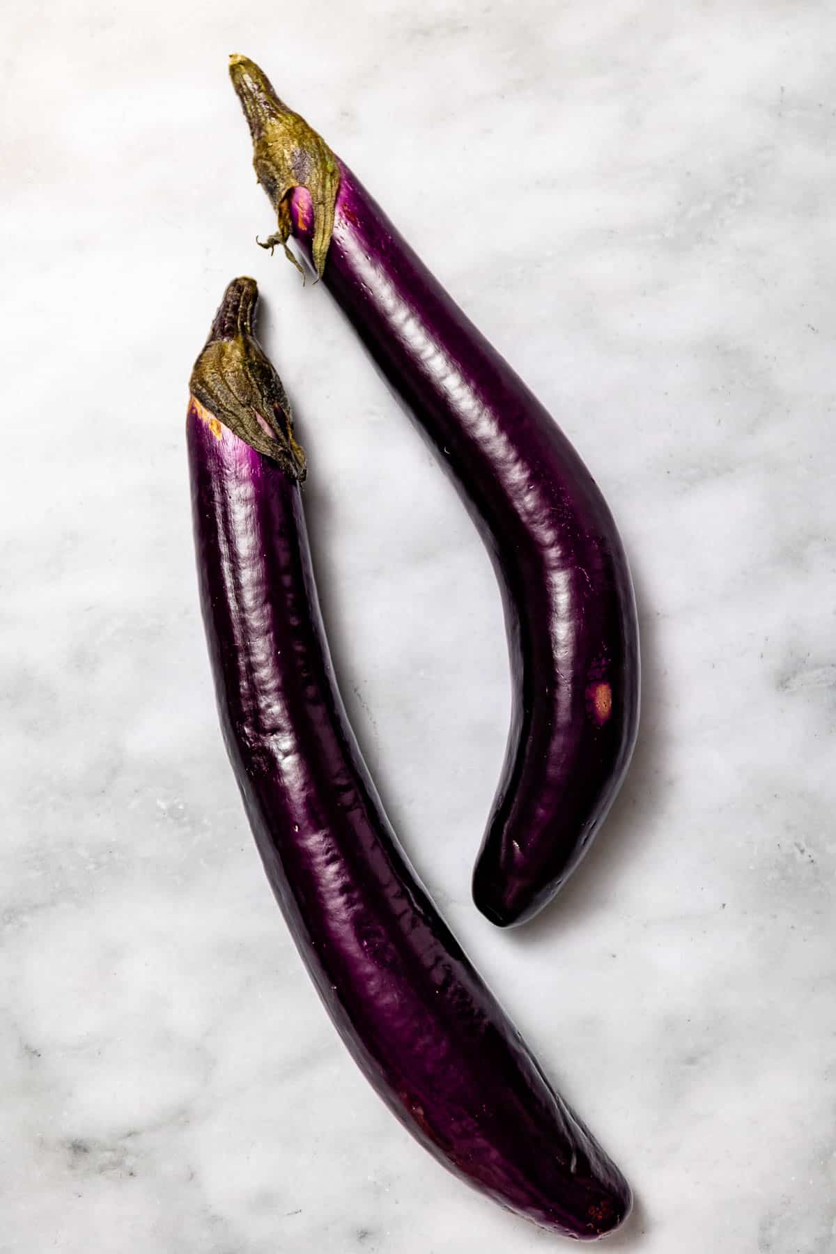 Chinese eggplants as one of the long thin eggplant varieties.