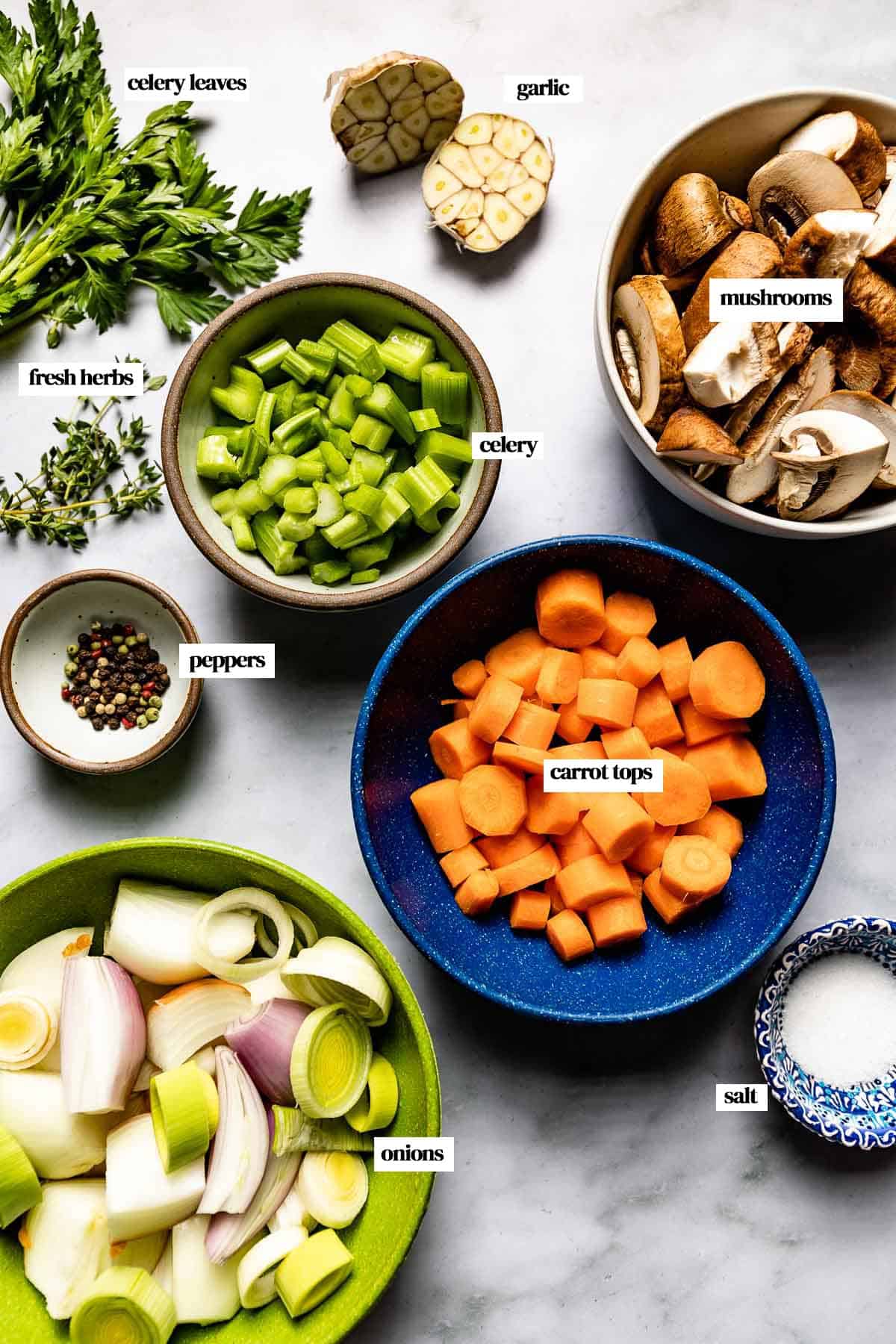 Ingredients for the recipe are in small bowls.