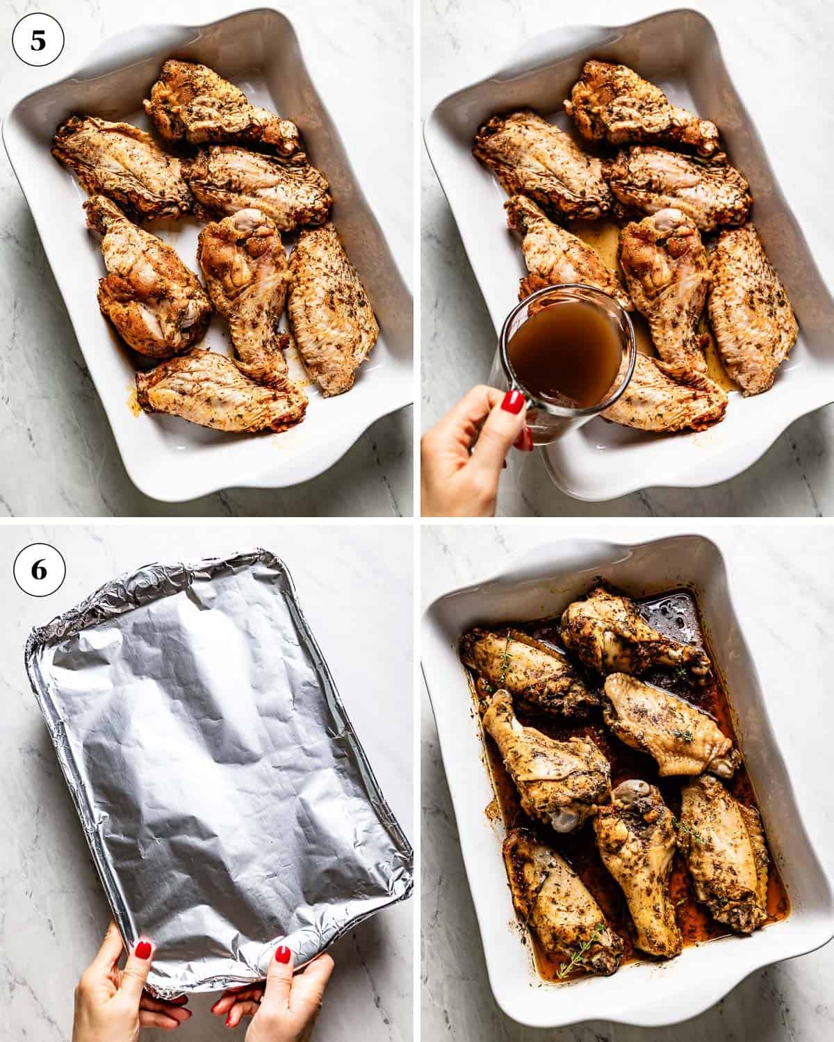 Step by step images showing how to make turkey wings fall off the bone.