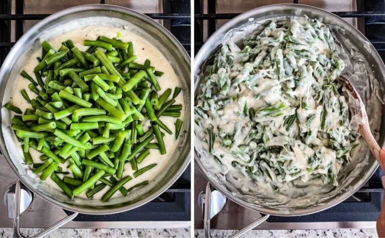 Green beans added into the sauce.