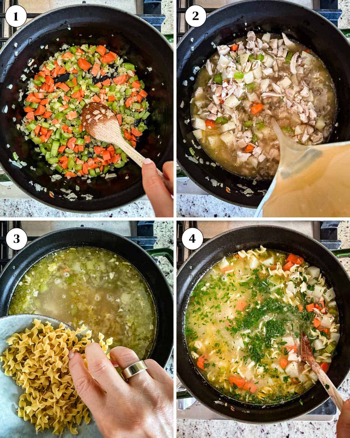 A collage of photos showing how to make the recipe.