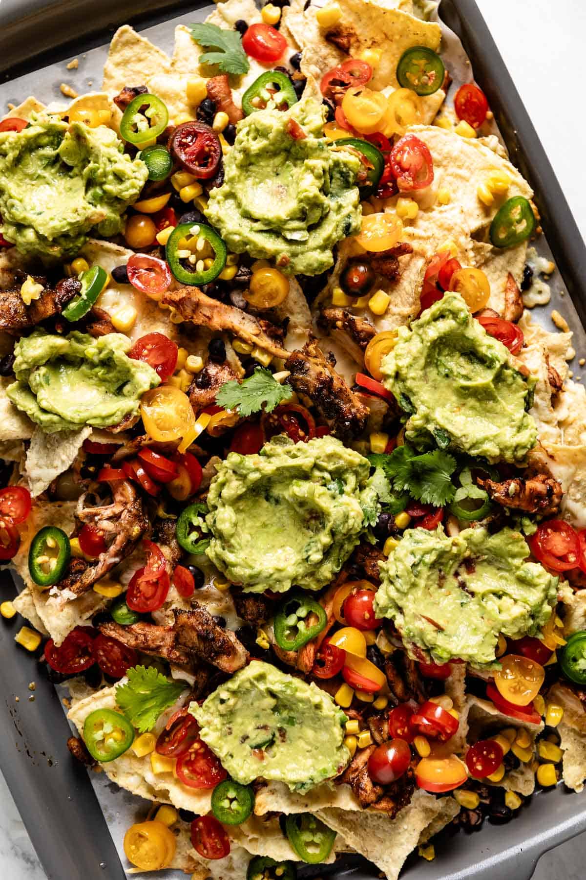 Chicken nachos as a part of our game day recipes collection.