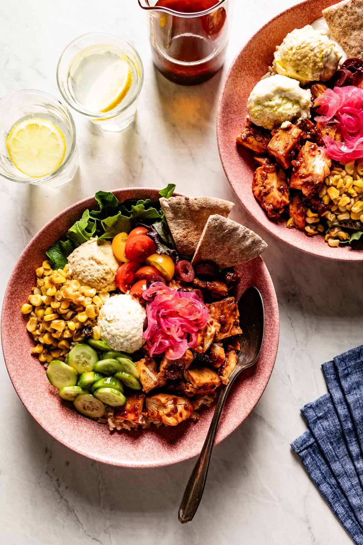 DIY CAVA bowls with harissa vinaigrette on the side.