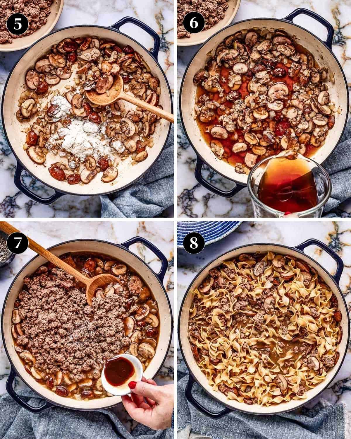 A collage of images showing the steps of making this recipe.