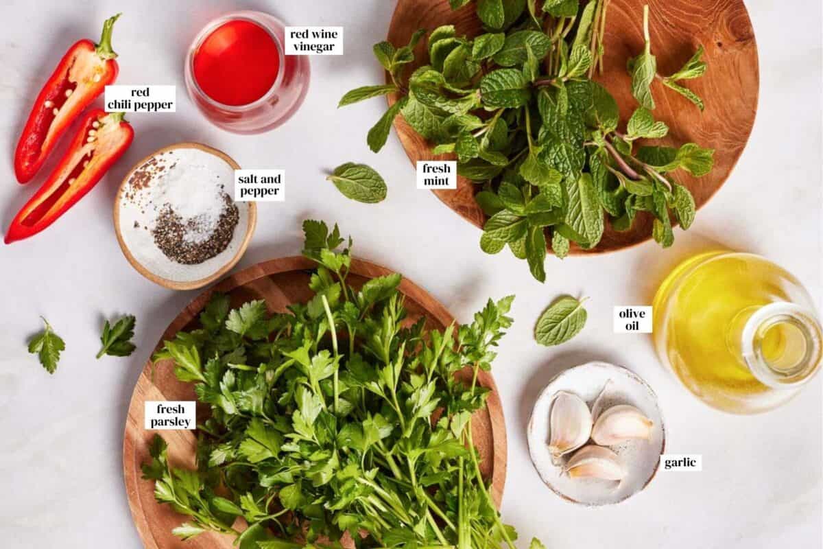 Ingredients for the recipe from the top view.