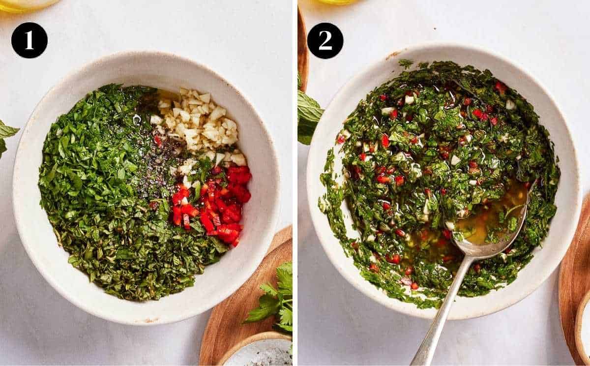Steps showing how to make the recipe.