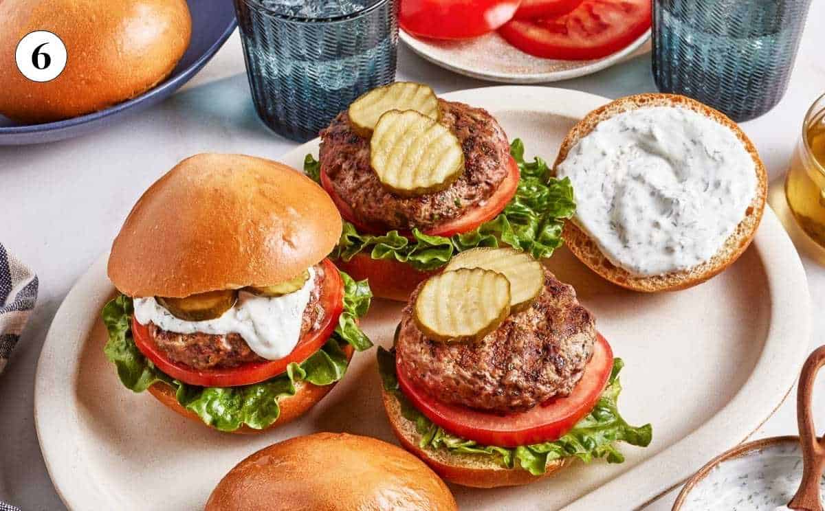 An image showing how to prepare lamb burgers.