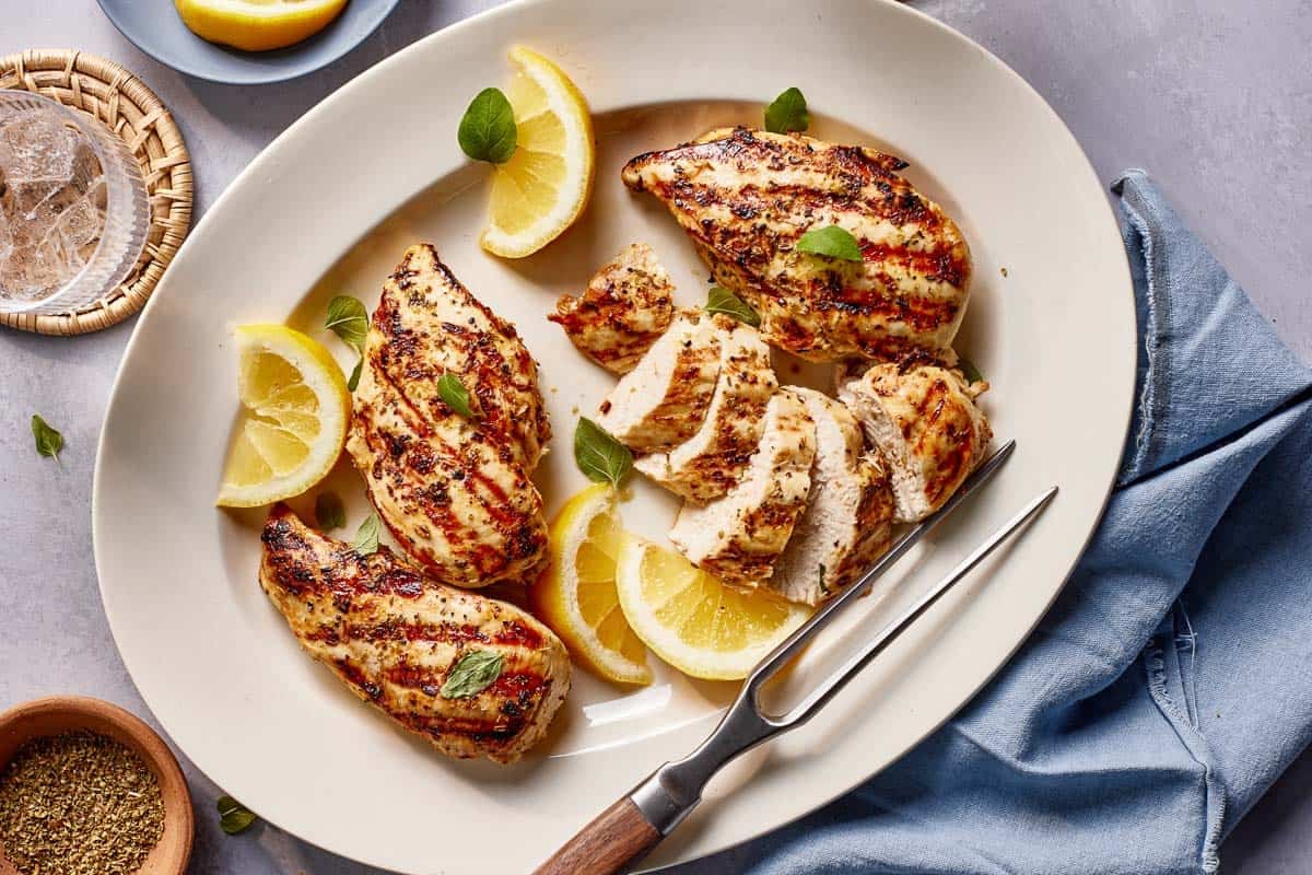 Grilled chicken from the top view.