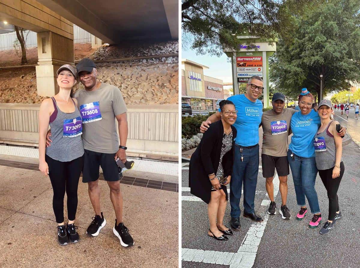 Aysegul and Dwight Sanford in 4th of July road race with friends.