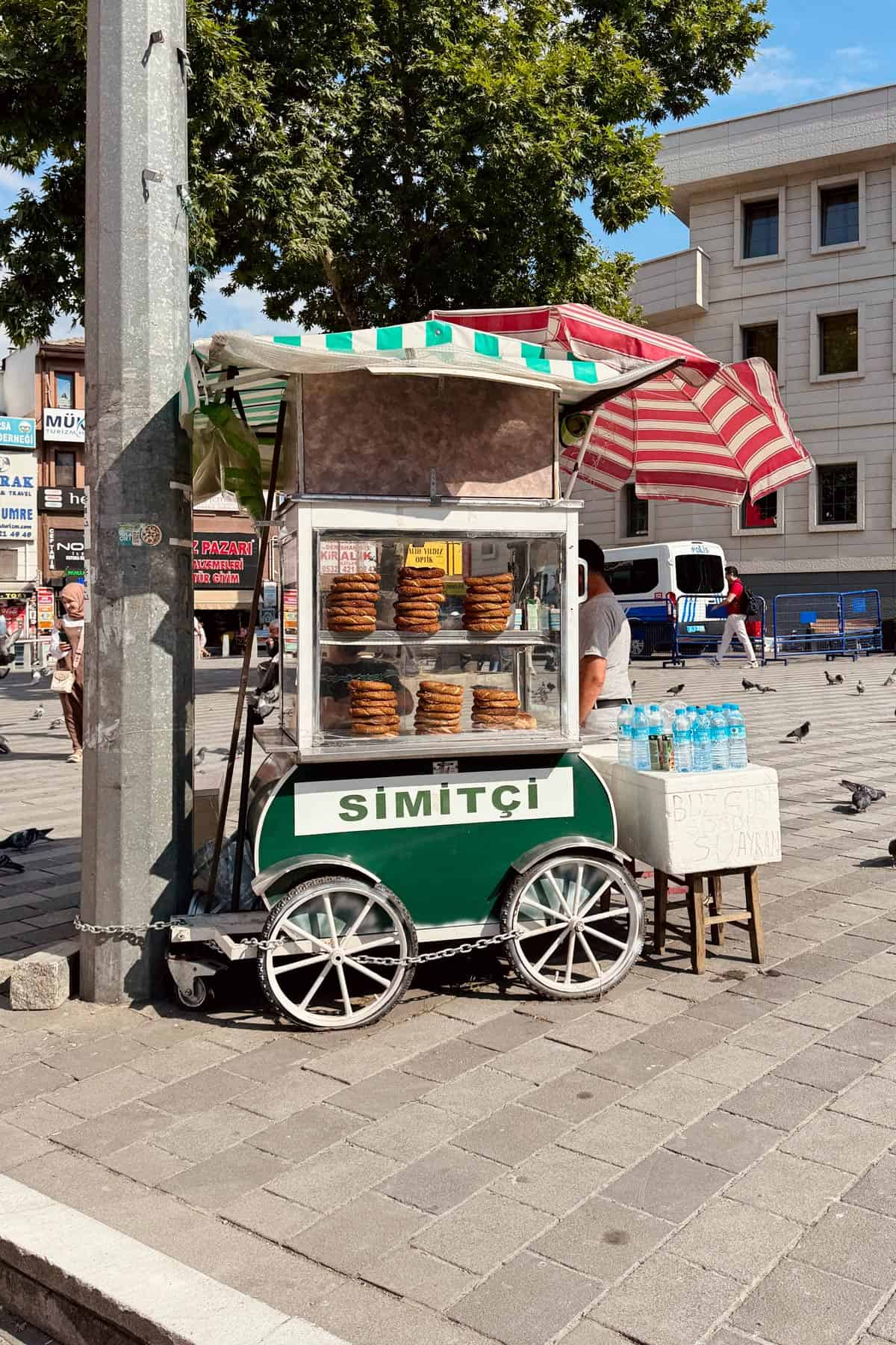 A simit cart in Turkiye.