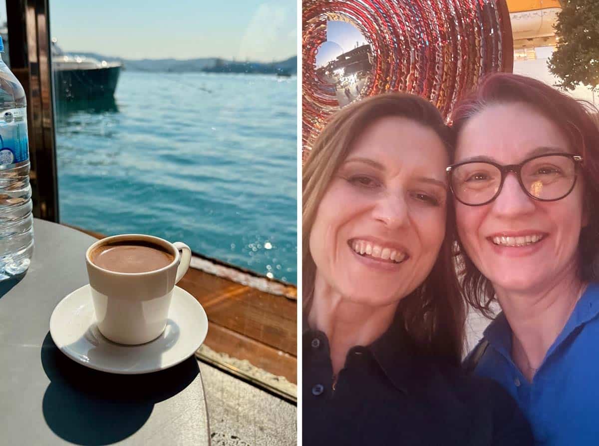 An image with my friend Ahu and a cup of Turkish coffee.