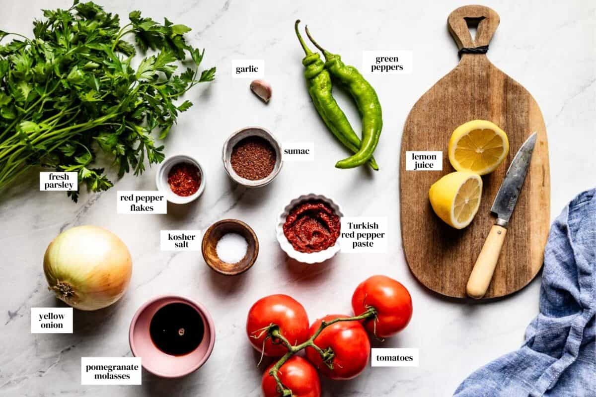 Ingredients for the recipe with text on each ingredient.