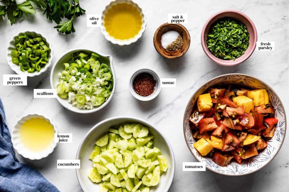 Ingredients for the recipe from the top view with text on the image.