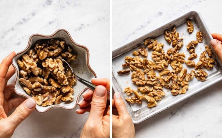 Candied walnuts in the making.