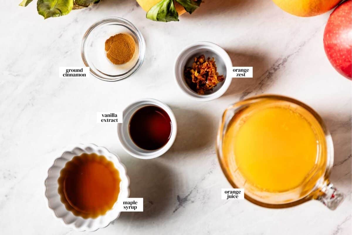 The dressing ingredients from the top view.