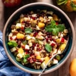 Thanksgiving fruit salad in a bowl from the top view.