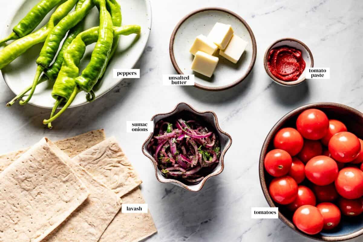 Ingredients for the sauce and making durum.